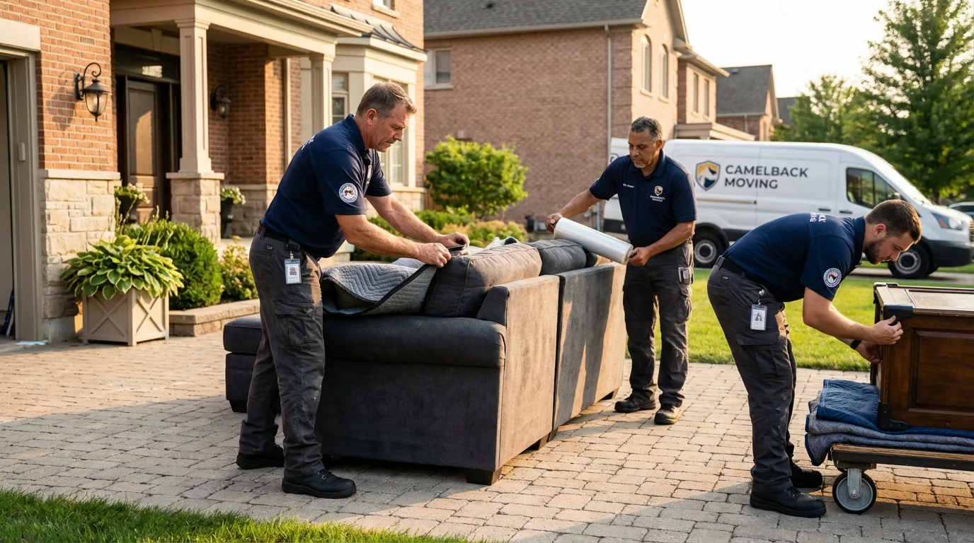 Large estate moving crew wrapping furniture in Junction, TX